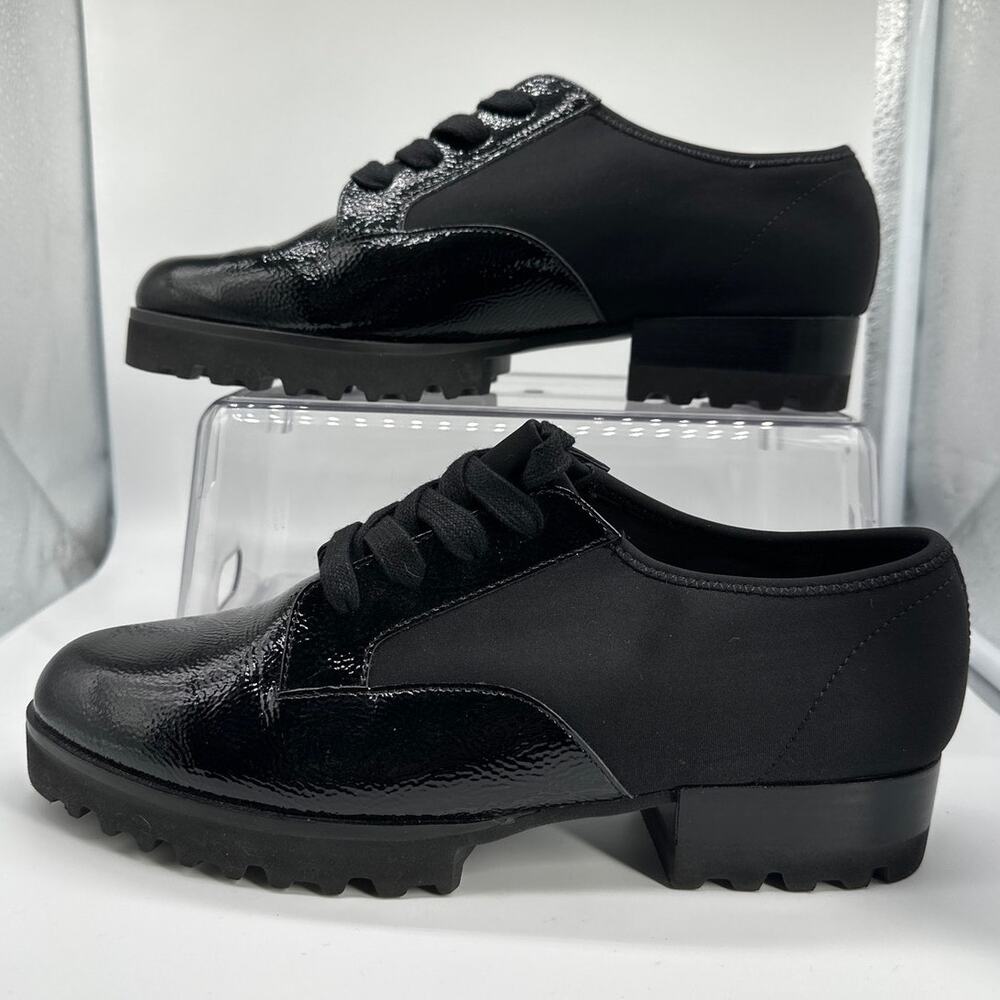 Donald Pliner Elee Lug Sole Platform Oxford Shoes Lace Up Black Leather Sz 8.5 - Picture 3 of 12